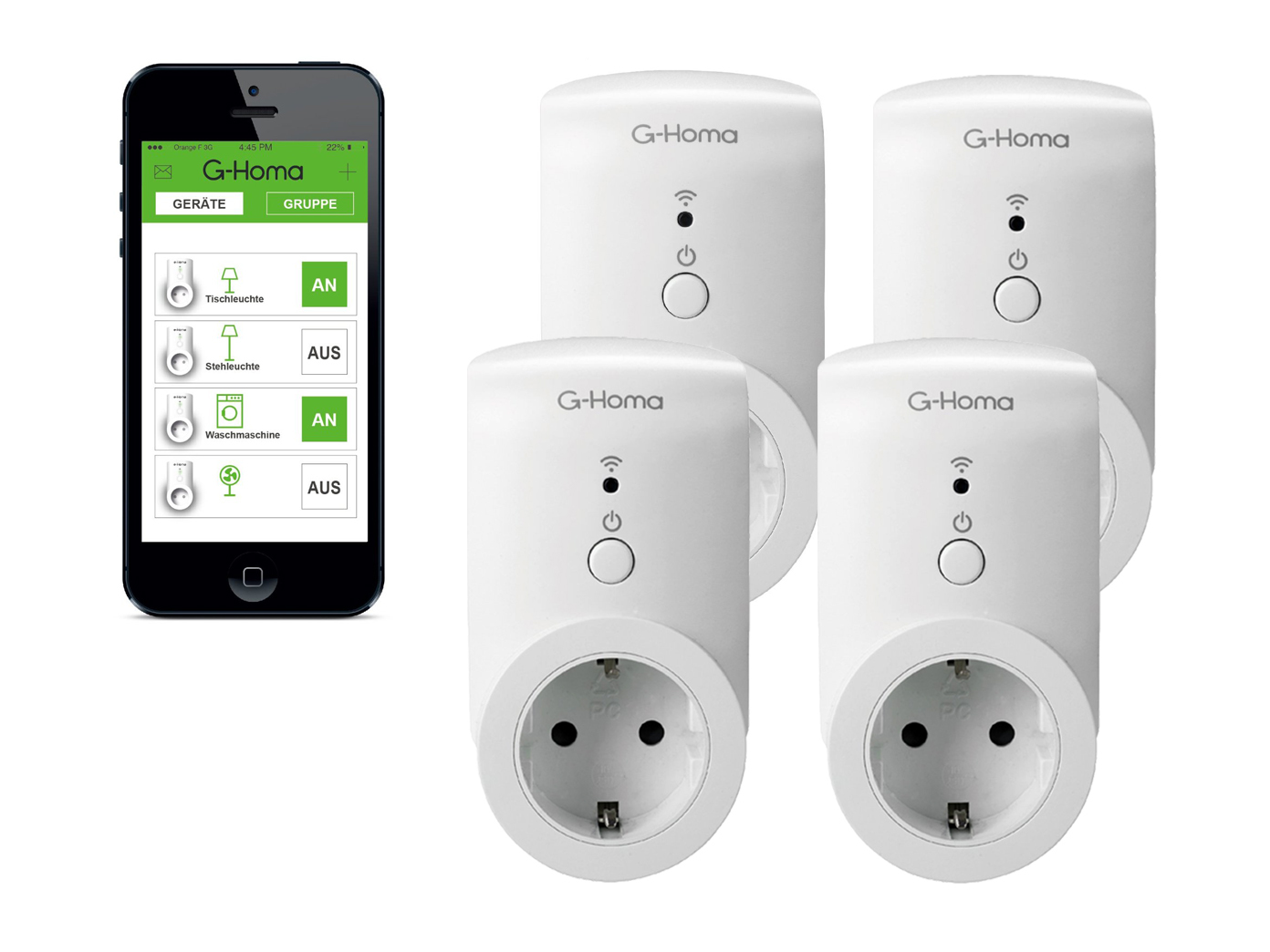 4er SET Funksteckdosen iOS + Android Bluetooth Steckdosen Smart Home